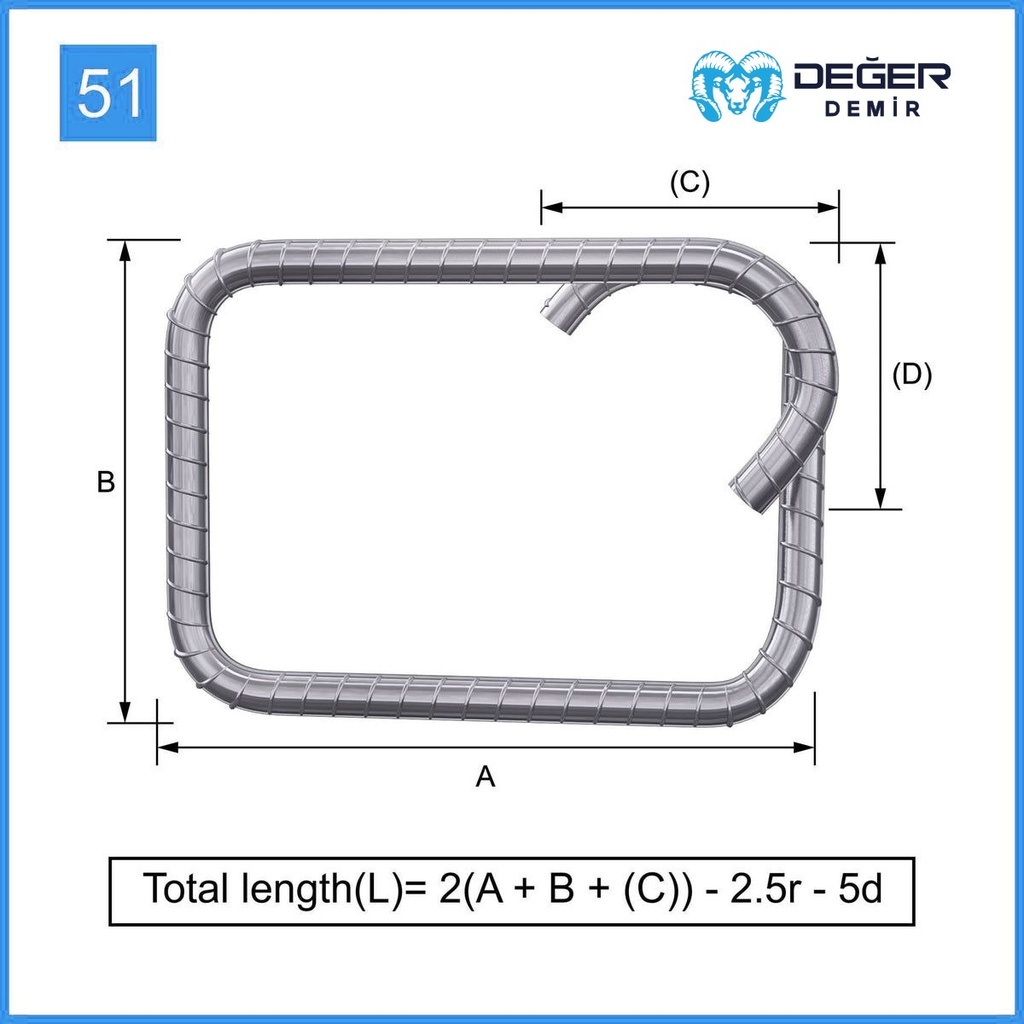 Reinforcement Rebar Shape Code 51